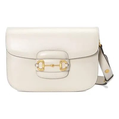 Gucci (wmns)  Horsebit 1955 Retro Gold Buckle Leather Shoulder Messenger Bag Small White Classic