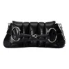 Gucci Black Horsebit Chain Small Leather Shoulder Bag In Black