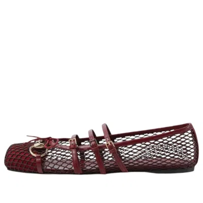 GUCCI (WMNS) GUCCI HORSEBIT FLAT SHOES 'ROSSO ANCORA RED MESH'