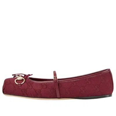 Gucci (wmns)  Horsebit Mary Jane Ballet Flats 'ancora Jacquard' In Burgundy