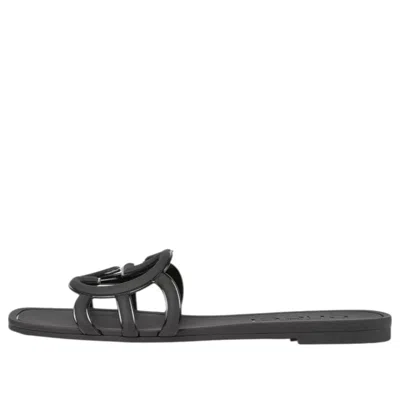GUCCI (WMNS) GUCCI INTERLOCKING G SLIDES 'BLACK RUBBER'