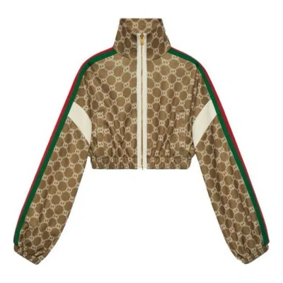 Gucci (wmns)  Interlocking G Zipper Jacket 'olive Green Ivory'