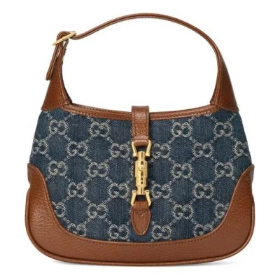 Gucci (wmns)  Jackie 1961 Series Minidenimsingle Shoulder Bag Brown Color Combination