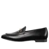 Gucci Polished Black Leather Loafers With Gold-tone Hardware In Black