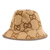 Gucci (wmns)  Jumbo Gg Canvas Bucket Hat 'camel Ebony' In Brown