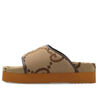 Gucci (wmns)  Jumbo Gg Platform Slide 'camel Ebony Monogram'
