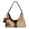Gucci Large Shoulder Bag With Web In Nude