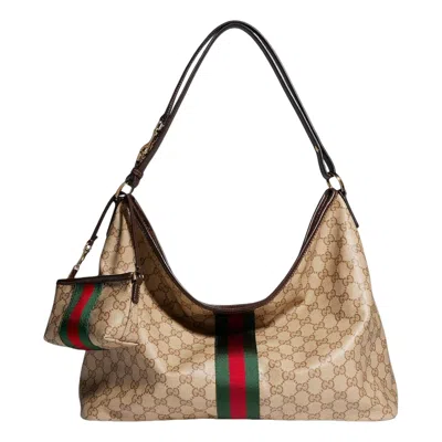 GUCCI (WMNS) Gucci Large Shoulder Bag with Web 'Sand Dark Brown'