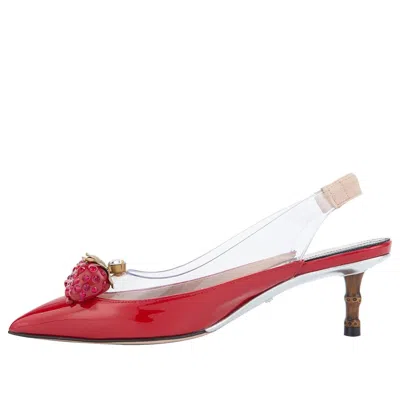 Gucci (wmns)  Large Strawberry Logo Mid-top Fashion High Heels Red Sandals