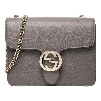 Gucci (wmns)  Leather Bag Single-shoulder Bag Grey In Gray