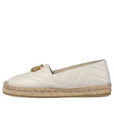 Gucci (wmns)  Leather Espadrille Double G 'white' In Neutral