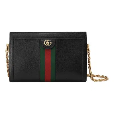GUCCI (WMNS) GUCCI LEATHER OPHIDIA SMALL SHOULDER BAG 'BLACK'