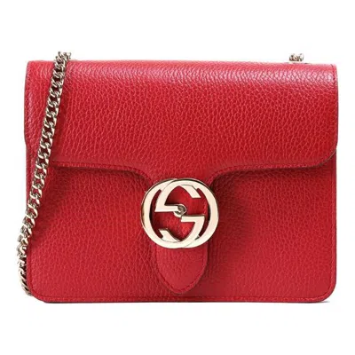 Gucci (wmns)  Leather Organ Crossbody Bag Single Shoulder Bag Red