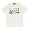 Gucci Lipstick-print Cotton T-shirt In White