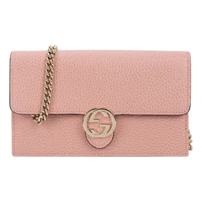 Gucci (wmns)  Logo Double G Leather Woc Chain Shoulder Messenger Bag Pink Classic