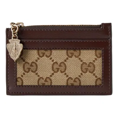 Gucci (wmns)  Luce Card Case Wallet 'beige Ebony Canvas' In Brown