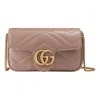 Gucci Gg Marmont Matelassé Super Mini Bag In Pink