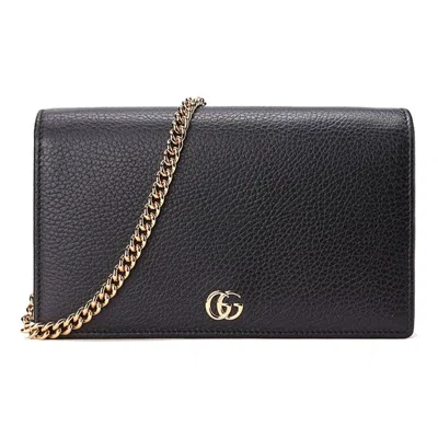 Gucci (wmns)  Marmont Leather Mini Chain Bag 'black Gold'