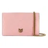 Gucci (wmns)  Metallic Logo Embossing Leather Chain Shoulder Messenger Bag Pink