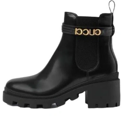 Gucci (wmns)  Mid-heel Boot With Logo 'black Leather'
