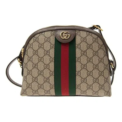 Gucci (wmns)  Ophidia Gold Logo Retro Gg Stripe Webbing Canvas Shoulder Messenger Bag Small / Brown