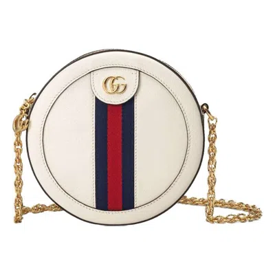 Gucci (wmns)  Ophidia Gold Logo Stripe Webbing Leather Chain Shoulder Messenger Bag Mini White