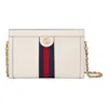 Gucci (wmns)  Ophidia Gold Logo Stripe Webbing Leather Chain Shoulder Messenger Bag Small White Class