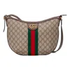Gucci (wmns)  Ophidia Logo Stripe Webbing Canvas Shoulder Messenger Bag Small / Brown