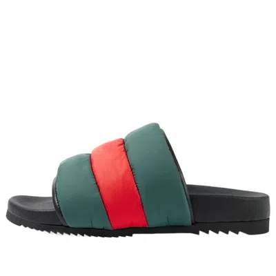 Gucci (wmns)  Padded Web Slide Sandals 'green And Red Nylon'
