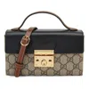 Gucci (wmns)  Padlock Metallic Logo Canvas Box Mini Ebony / Black Handbag In Pattern