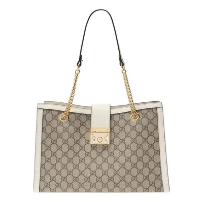 Gucci (wmns)  Padlock Middle-sized Backbag White/brown In Pattern