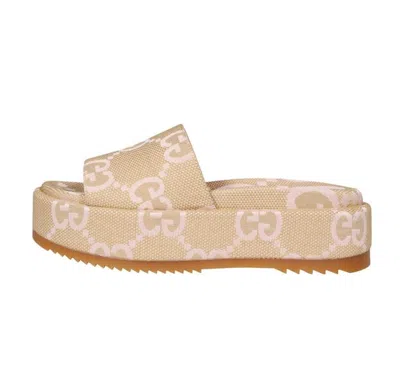 Gucci (wmns)  Platform Slide Sandal 'jumbo Gg - Beige Light Pink'