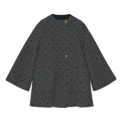 Gucci (wmns)  Reversible Diagonal G Wool Coat 'black' In Gray