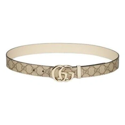 Gucci (wmns)  Reversible Gg Marmont Belt 'beige' In Multi