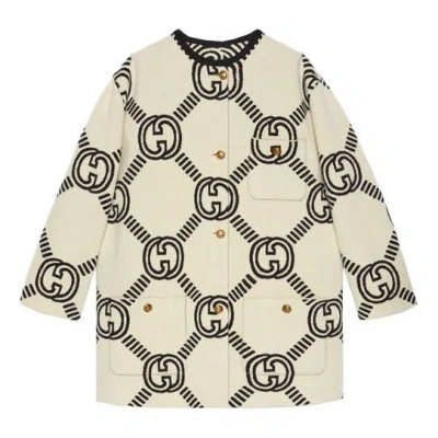 Gucci (wmns)  Reversible Interlocking G Wool Cardigan 'black Ivory' In Neutral