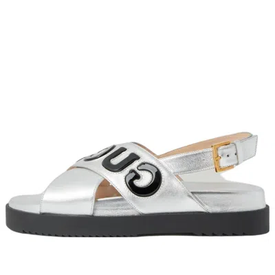 Gucci (wmns)  Sandal With Logo Script 'silver Black'