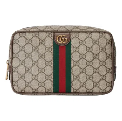 Gucci (wmns)  Savoy Toiletry Case With Web 'beige Ebony' In Multi