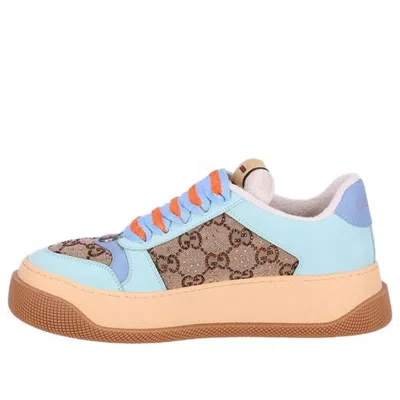 Gucci (wmns)  Screener Gg Leather Sneakers 'beige Blue Orange'