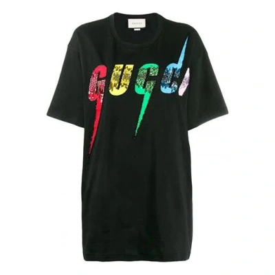 Gucci (wmns)  Sequins Lightning Short Sleeve For Black