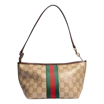Gucci Small Pouch With Strap And Web In Brown