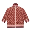 Gucci Burgundy Silk Gg Supreme Short Sleeve Track Jacket In Burgundy