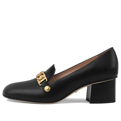 Gucci (wmns)  Sylvie Chain-embellished Leather Mid-heel Pumps 'black'