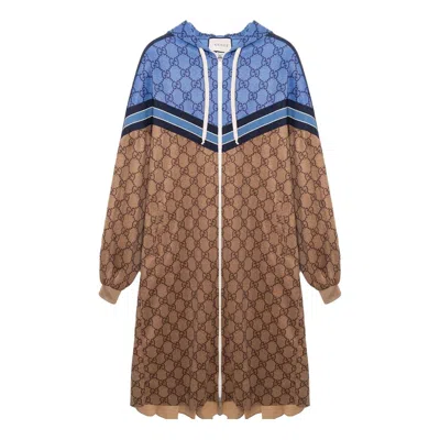 Gucci (wmns)  Technical Jersey Gg Long Jacket 'blue Camel' In Brown