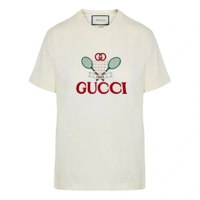 Gucci (wmns)  Tennis Printing Round Neck Casual Short Sleeve White