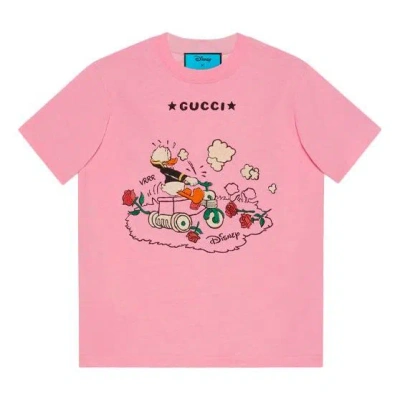 Gucci (wmns)  X Disney Crossover Donald Duck Printing Cartoon Short Sleeve Pink
