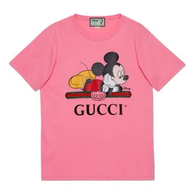 Gucci (wmns)  X Disney Crossover Mickey Printing Round Neck Short Sleeve Pink