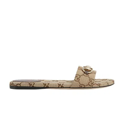 Pre-owned Gucci Wmns Horsebit Slide Sandal 'camel' | Tan | Women's Size 5.5 In Brown