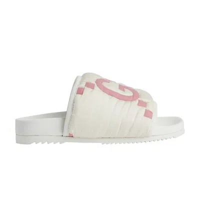 Pre-owned Gucci Wmns Maxi Gg Slide Sandal 'white Pink Matelassé' | Women's Size 7