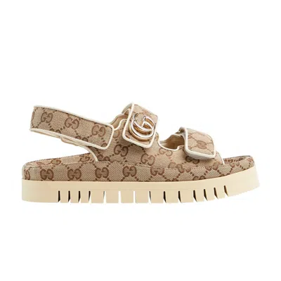 Pre-owned Gucci Wmns Sandal 'gg Canvas - Beige Dark Brown' | Tan | Women's Size 6.5
