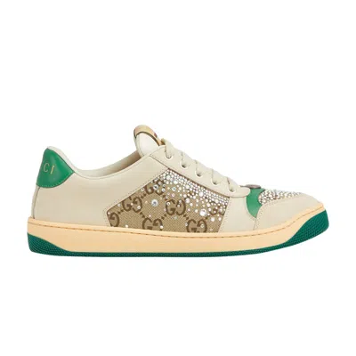 Pre-owned Gucci Wmns Screener 'gg Monogram Crystal - Ivory Green' | Cream | Women's Size 2.5 In White